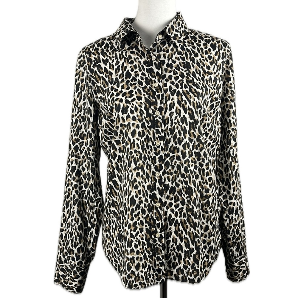 J.Crew Leopard Print The Perfect Shirt Size 12 Timeless Indie Bold Quiet Luxury